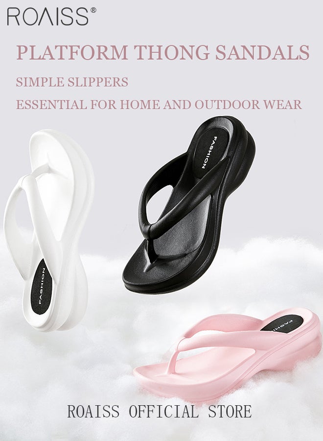 Unisex EVA Thick Sole Flip Flops Summer Soft Comfortable Breathable Slides Decompression Lightweight Indoor Home Sandals Anti-Slip Non-smellable Skin Friendly Outdoor Beach Slippers Black