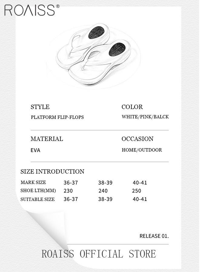 Unisex EVA Thick Sole Flip Flops Summer Soft Comfortable Breathable Slides Decompression Lightweight Indoor Home Sandals Anti-Slip Non-smellable Skin Friendly Outdoor Beach Slippers Black