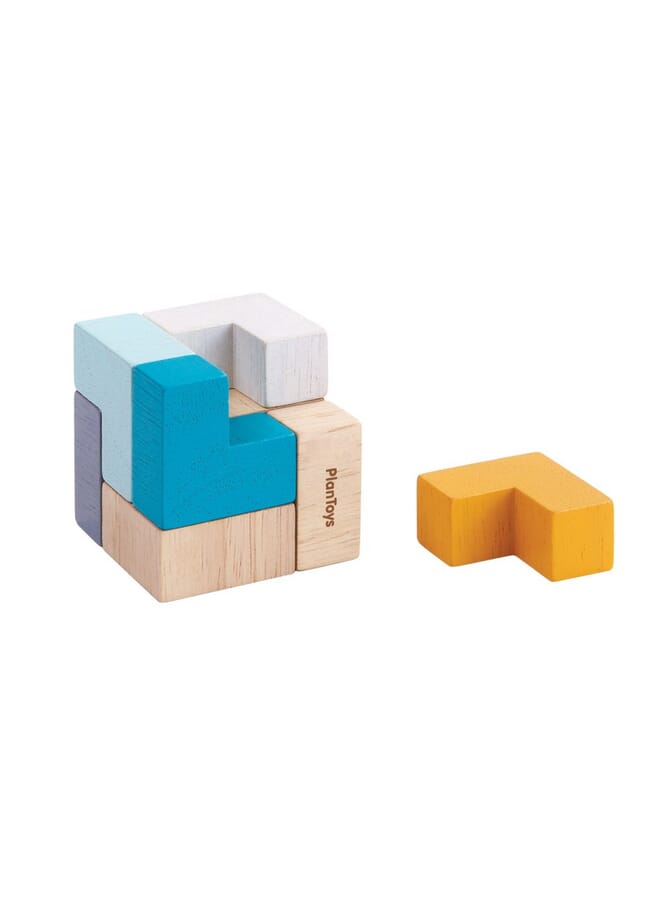 Wooden 3D Puzzle Cubemulticolor