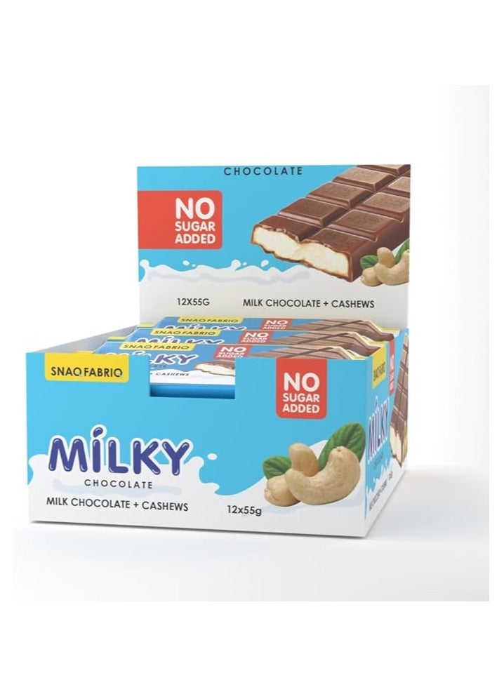 SNAQ FABRIQ Milky Chocolate  Milk Chocolate with Milky Nut Filling Flavor 55g (Box of 12)