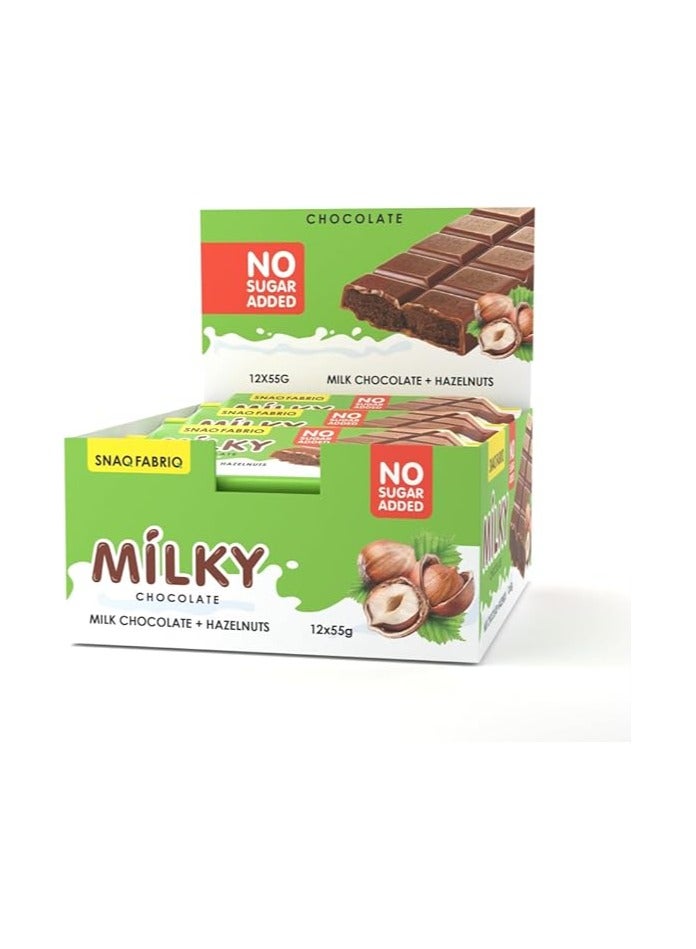 SNAQ FABRIQ Milky Chocolate Milk Chocolate with Hazelnut Filling Flavor 55g (Box of 12)