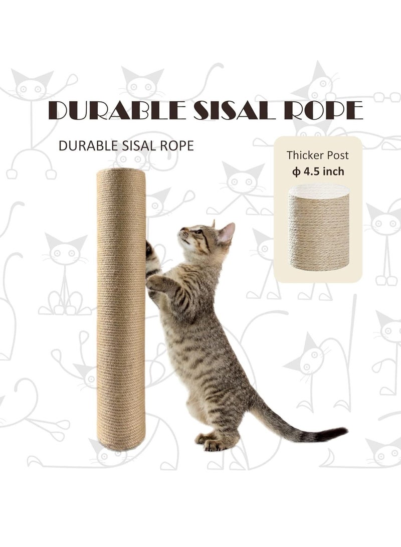 Height adjustable Cat Scratching Activity Tree Jute Scratch Post for Large Cats, Kittens with Platform, Rubber Wood