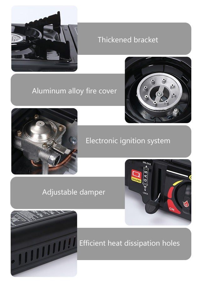 GS-1000 7650 BTU Portable Butane Gas Stove, Cassette Stove Outdoor Portable Butane Camping Gas Stove Single Burner for Camping and Picnic