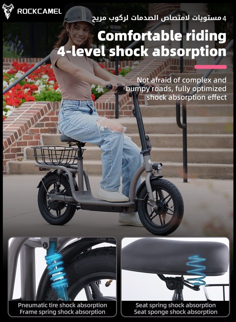 48V Electric Scooter for Adults Up To 30km/h Speed with Seat 140KG Capacity Scooter Adult,6.5