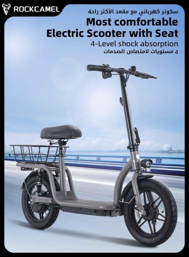 48V Electric Scooter for Adults Up To 30km/h Speed with Seat 140KG Capacity Scooter Adult,6.5
