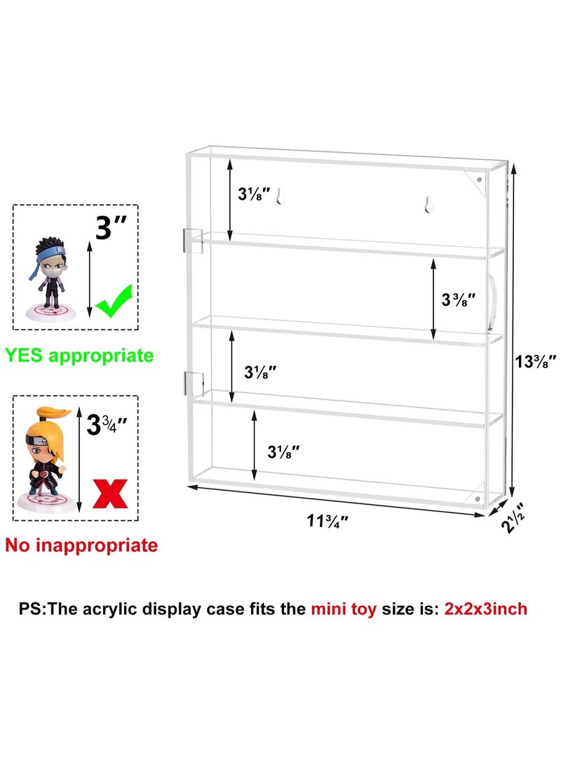 Acrylic Display Case for Mini Funko Pop Figures, Clear Wall Mounted or Desktop 4 Layer Storage Box Cabinet Organizer for Mini Toys, Collections or Stone