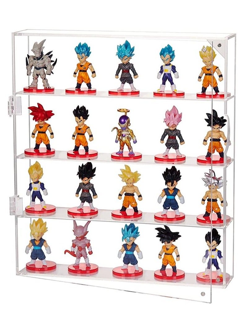 Acrylic Display Case for Mini Funko Pop Figures, Clear Wall Mounted or Desktop 4 Layer Storage Box Cabinet Organizer for Mini Toys, Collections or Stone