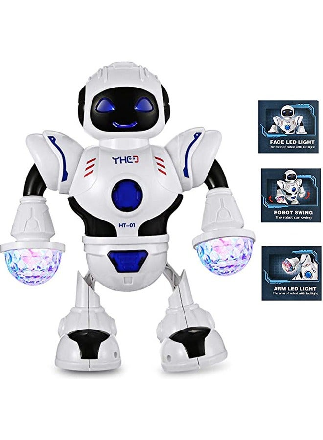 Walking Robot Toys for Kids - 360° Body Spinning Dancing Robot Toy with LED Lights Flashing and Music, Smart Interactive Electronic Kids Robot Toy, Baby Walking Toy for Toddler Boys and Girls