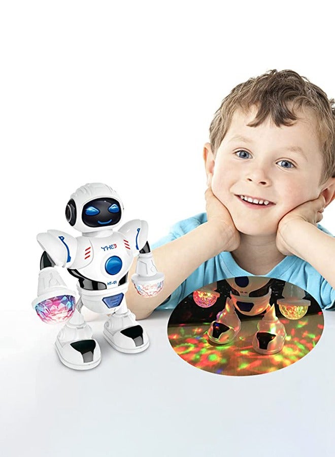 Walking Robot Toys for Kids - 360° Body Spinning Dancing Robot Toy with LED Lights Flashing and Music, Smart Interactive Electronic Kids Robot Toy, Baby Walking Toy for Toddler Boys and Girls