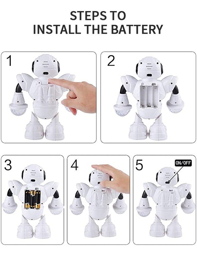 Walking Robot Toys for Kids - 360° Body Spinning Dancing Robot Toy with LED Lights Flashing and Music, Smart Interactive Electronic Kids Robot Toy, Baby Walking Toy for Toddler Boys and Girls