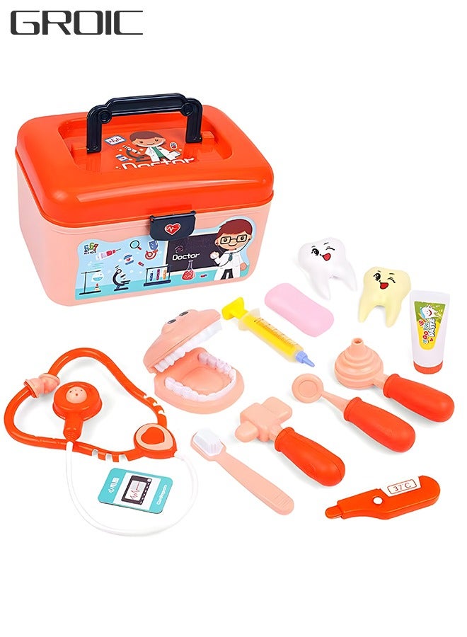 14 PCS Dentist Toys Set for Kids, Toddler Doctor Toys Kit Small Lifelike Doctor Equipment Toy Role Play Toys, Pretend Play Doctor Set Educational Dentist Medical Kit