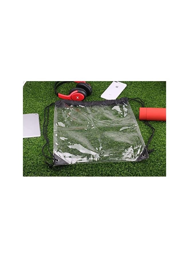 Clear Drawstring Bags, Waterproof Small Clear Bag for Stadium Colleges Sport Event Work Concert Security Approved Clear Drawstring Bag Waterproof Stadium Drawstring Backpack 2 Pieces