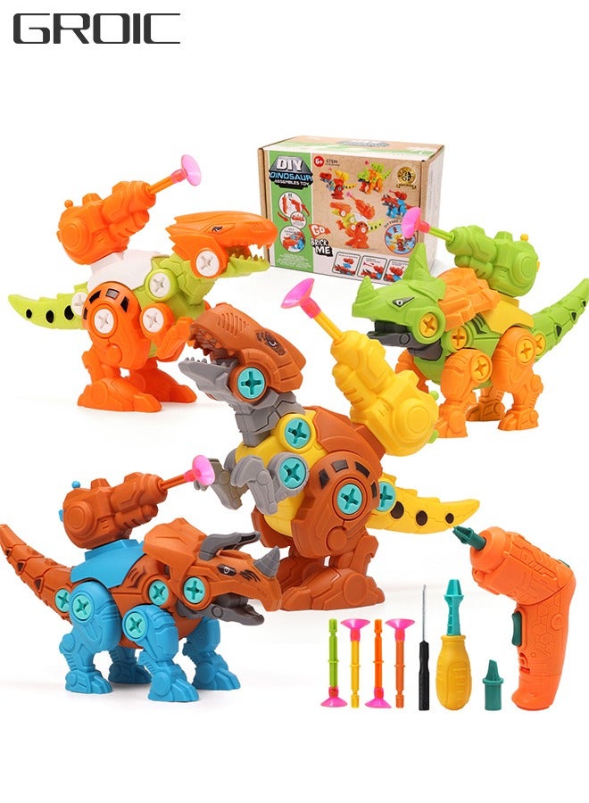 Take Apart Dinosaur Toys for Kids - Dino Building Toy Set Electric Drill - STEM Educational Construction Building Toy Gifts for Kids