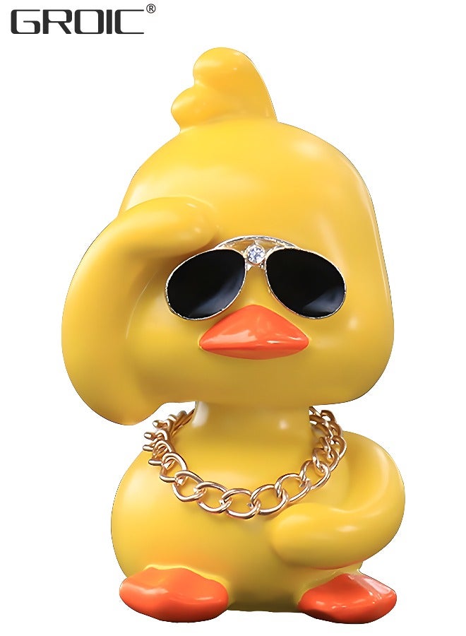Cute Yellow Duck Toy Car Ornaments Cool Duck Car Dashboard Decorations Shaking Head Doll