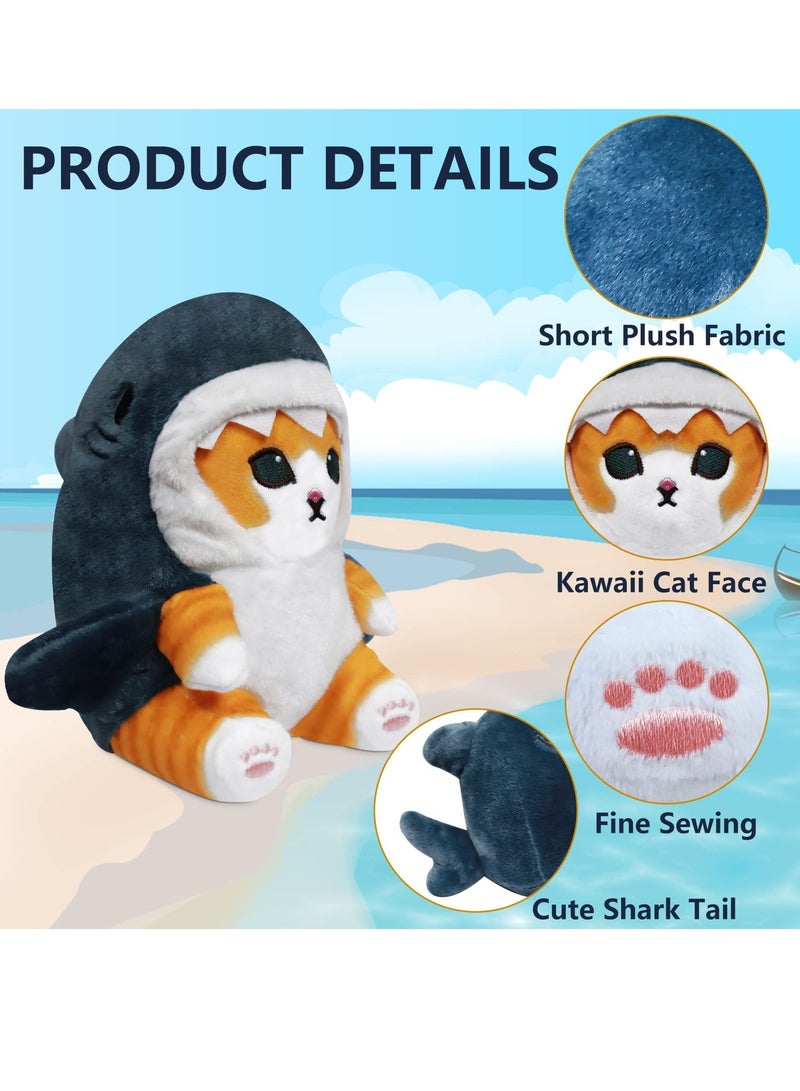 Cute Shark Cat Plush Toy, 8 Inch Cat Shark Plush Doll, Stuffed Animal Soft Plush Pillow for Children Kids Girls, Birthday Gifts for Kids Boys