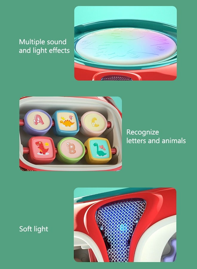 Multi-Function Activity Cube Toy for Baby 8-in-1 Hands Drum Shape Sorter Piano Kids Phone Toy with Light and Music Early Educational Activity Toy for Toddlers