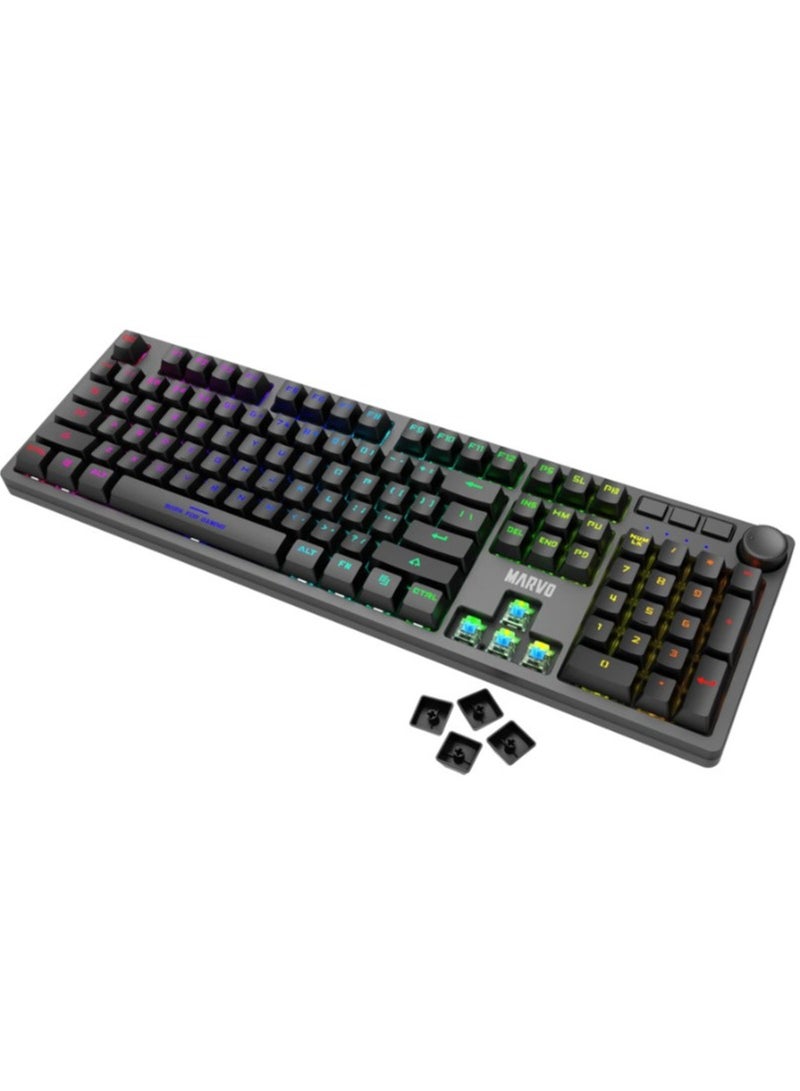 MARVO KG954 EN-R Wired Mechanical Keyboard with Detachable USB Type-C Cable