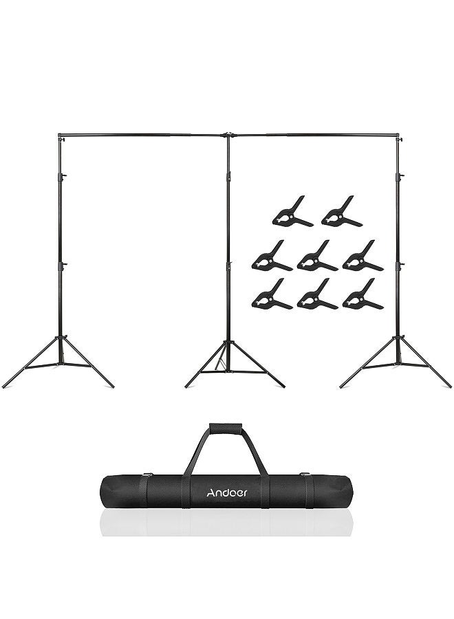 2.8*6M/ 9*20FT Studio Backdrop Stand Photography Backdrop Frame Adjustable Photography Background Support System Kit with 8pcs Backdrop Clamps + Carry Bag