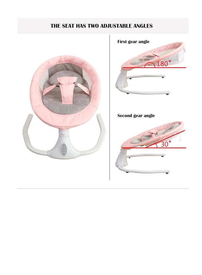 Electric Baby Swing Multifunctional Baby Cridle with Remote Control for 0-18 Months Newborn, Infant, Toddler Portable Baby Rocking Chair with Mosquito Net for Indoor Outdoor (Pink)