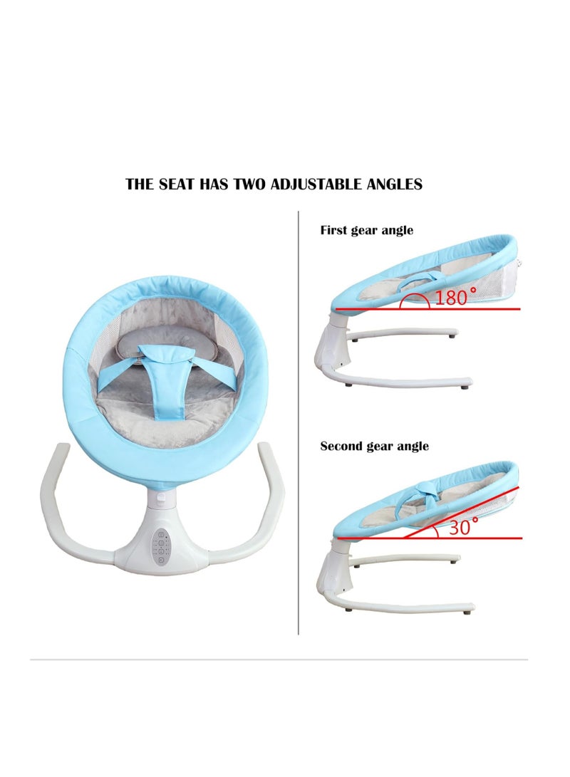 Electric Baby Swing Multifunctional Baby Cridle with Remote Control for 0-18 Months Newborn, Infant, Toddler Portable Baby Rocking Chair with Mosquito Net for Indoor Outdoor (Blue)