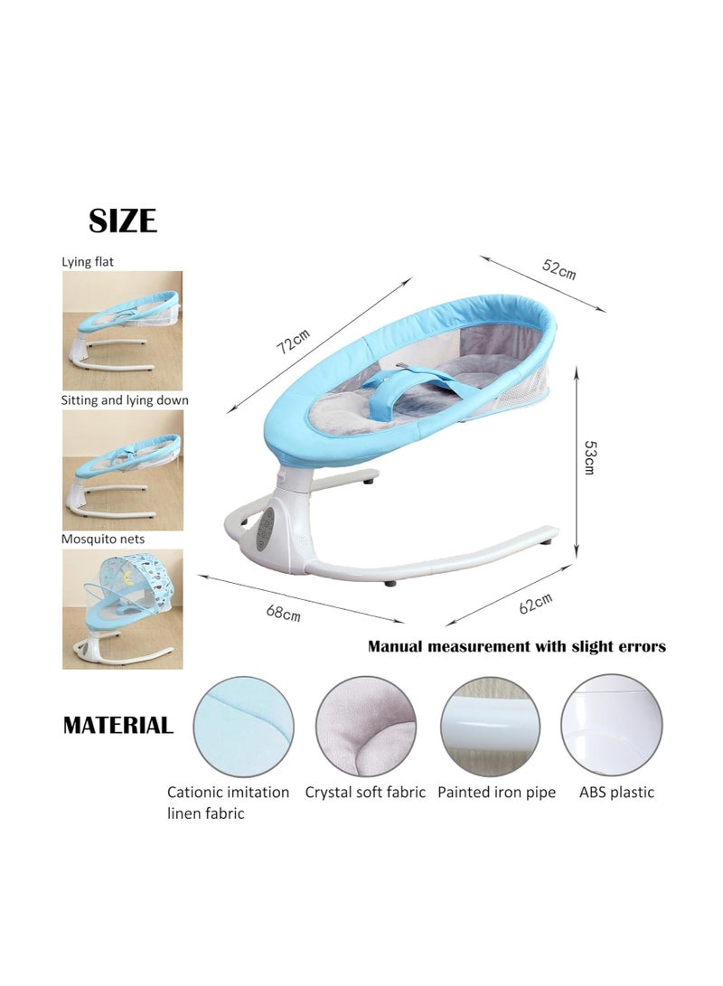 Electric Baby Swing Multifunctional Baby Cridle with Remote Control for 0-18 Months Newborn, Infant, Toddler Portable Baby Rocking Chair with Mosquito Net for Indoor Outdoor (Blue)