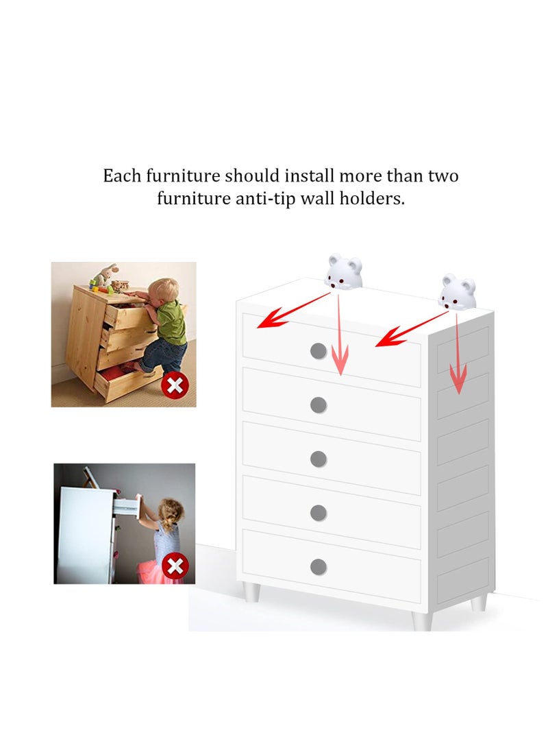 Cabinet Wall Anchors Protect, 2 Pcs Child Safety Cabinet Locks, Baby Proofing Upgraded Design, Protect Toddler And Pet From Falling Furniture, For Cabinets Drawers Fridge, Easy Installation