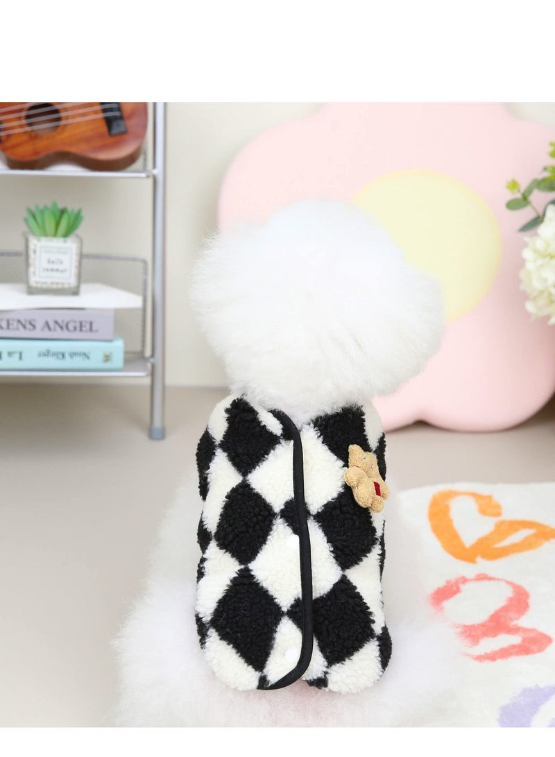 Cute Dog Coat For Winter,Super Soft Dog Winter Warm Coat, Pet Sweatshirt Jacket for Cold Wheather for Small Medium Dog Cat Clothes Apparel (Black,M )
