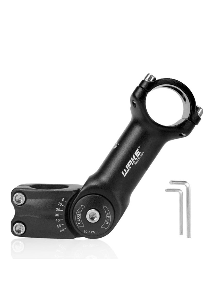 Adjustable Bike Stem, 0-60 Degree Adjustable MTB Stem, 31.8 130mm Bike Handlebar Stem Riser, with 2 Hexagonal wrench, for Mountain Bike, Road Bicycle, MTB, BMX, Cycling