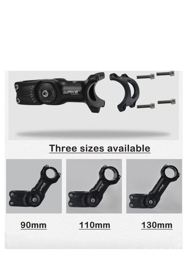 Adjustable Bike Stem, 0-60 Degree Adjustable MTB Stem, 31.8 130mm Bike Handlebar Stem Riser, with 2 Hexagonal wrench, for Mountain Bike, Road Bicycle, MTB, BMX, Cycling