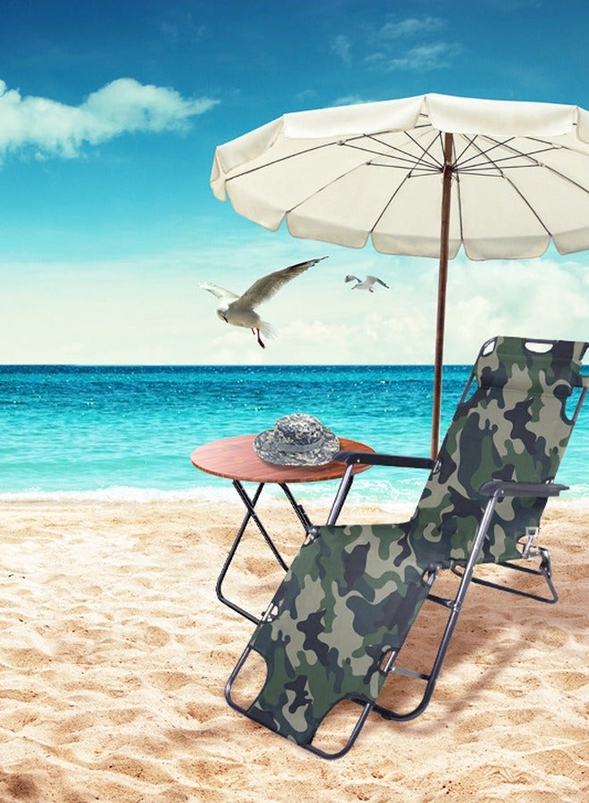 2-Piece Outdoor Recliner Chair Large Size Bonnie Hat Set Folding Camping Portable Padded Zero Gravity Adjustable Lounge Chair  - Camouflage 153*60*82cm