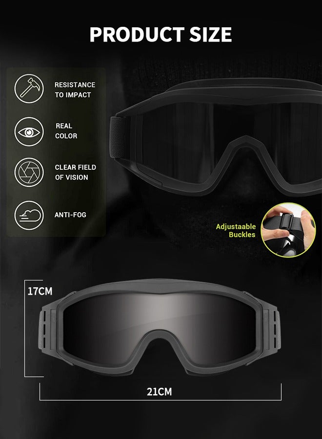 Airsoft Goggles -Outdoor Tactical Goggles Safety Anti Fog Goggles Military Goggle Glasses with Interchangable Lenses & UV400 Protection for Paintball Hunting shotting Cycling