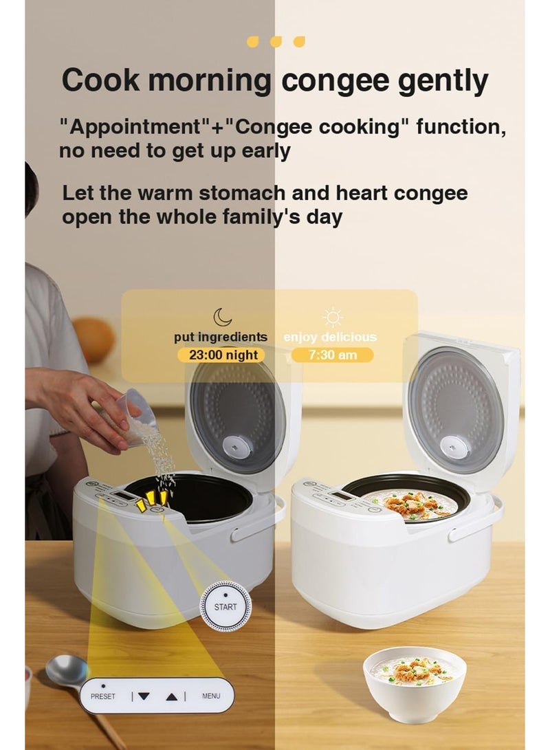 5L Smart Rice Cooker ZB600 Smart Rice Cooker ZB600 for Rice Porridge Soup and More with 16 Preset Cooking Functions and 24-Hour Keep Warm Timer, White Non-Stick Inner Pot Latest Version