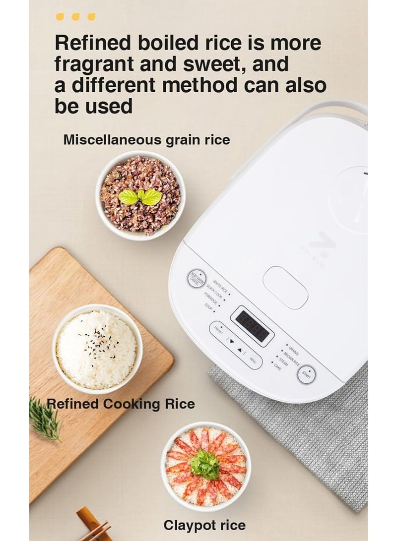 5L Smart Rice Cooker ZB600 Smart Rice Cooker ZB600 for Rice Porridge Soup and More with 16 Preset Cooking Functions and 24-Hour Keep Warm Timer, White Non-Stick Inner Pot Latest Version