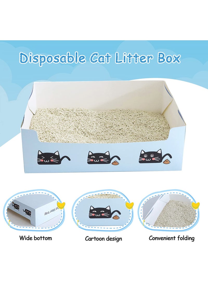 Disposable Litter Boxes for Cats, 10 Pack Foldable Waterproof Travel Litter Tray, Portable Cardboard Liner Cat Litter Tray for Cat Small Pet Indoor Outdoor Travel (15.4 x 11.4 x 4.72 inches)