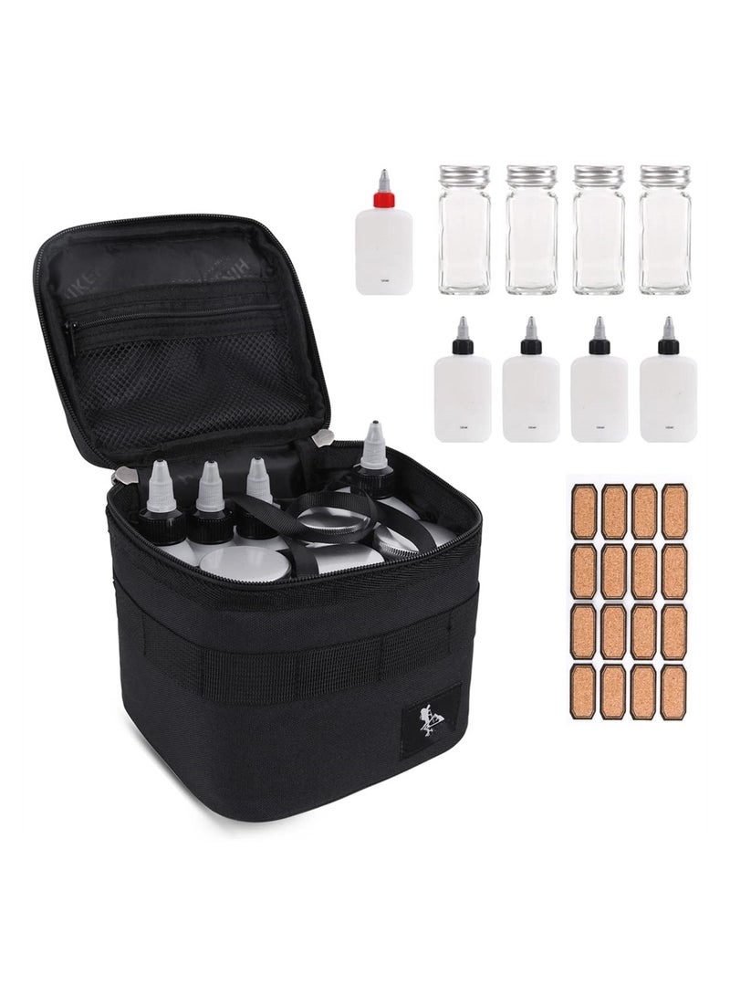Portable Spice Bag with 9 Seasoning Bottles, Travel Spice Kit, Outdoor Spice Container Seasoning Bottle Holder, Separable Storage Bag for Outdoor Travel Camping BBQ Picnic