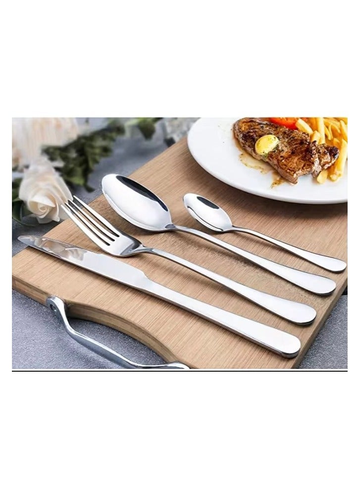 24 Piece Silverware Flatware Cutlery Set Stainless Steel Utensils Service for 6 Include Knife Fork Spoon Mirror Polished and Dishwasher Safe