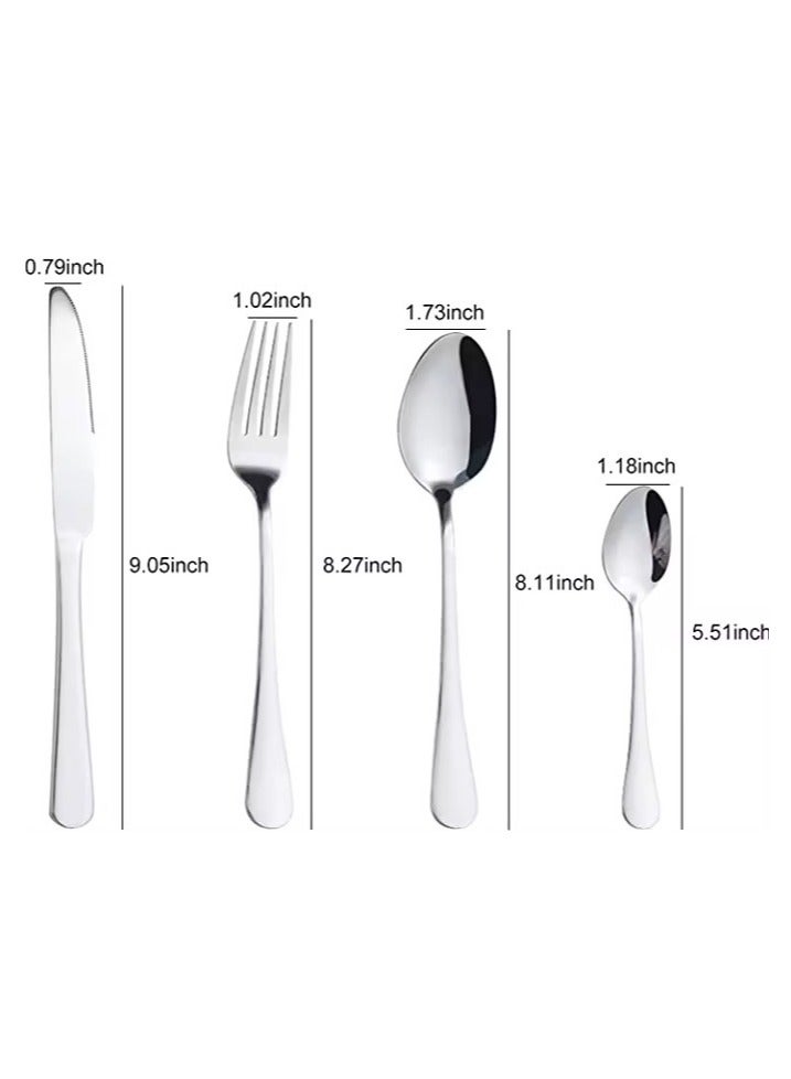 24 Piece Silverware Flatware Cutlery Set Stainless Steel Utensils Service for 6 Include Knife Fork Spoon Mirror Polished and Dishwasher Safe