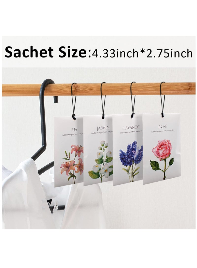 Lavender Jasmine Lily Rose Flower Sachet 1Box 12Pcs 12 Packs Closet Air Deodorizer Freshener Scented Drawers Sachets Long Lasting Smell Goods for House 4 Scent Home Car Fragrance Products