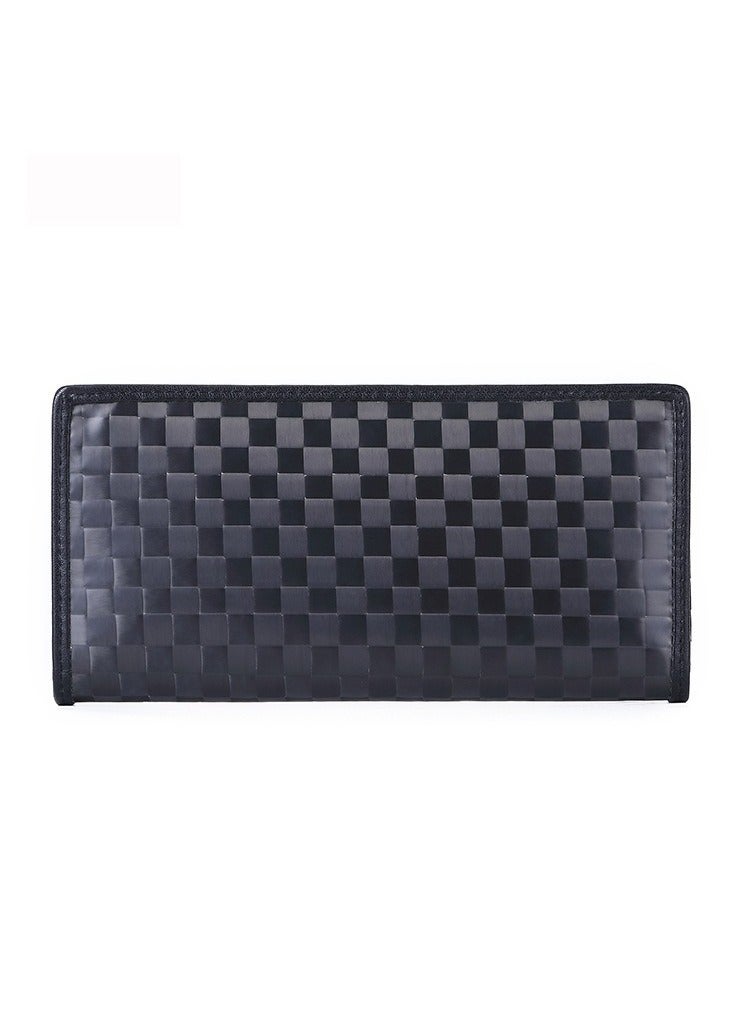 Real carbon fiber long wallet Stylish plaid two-fold men's clutch bag