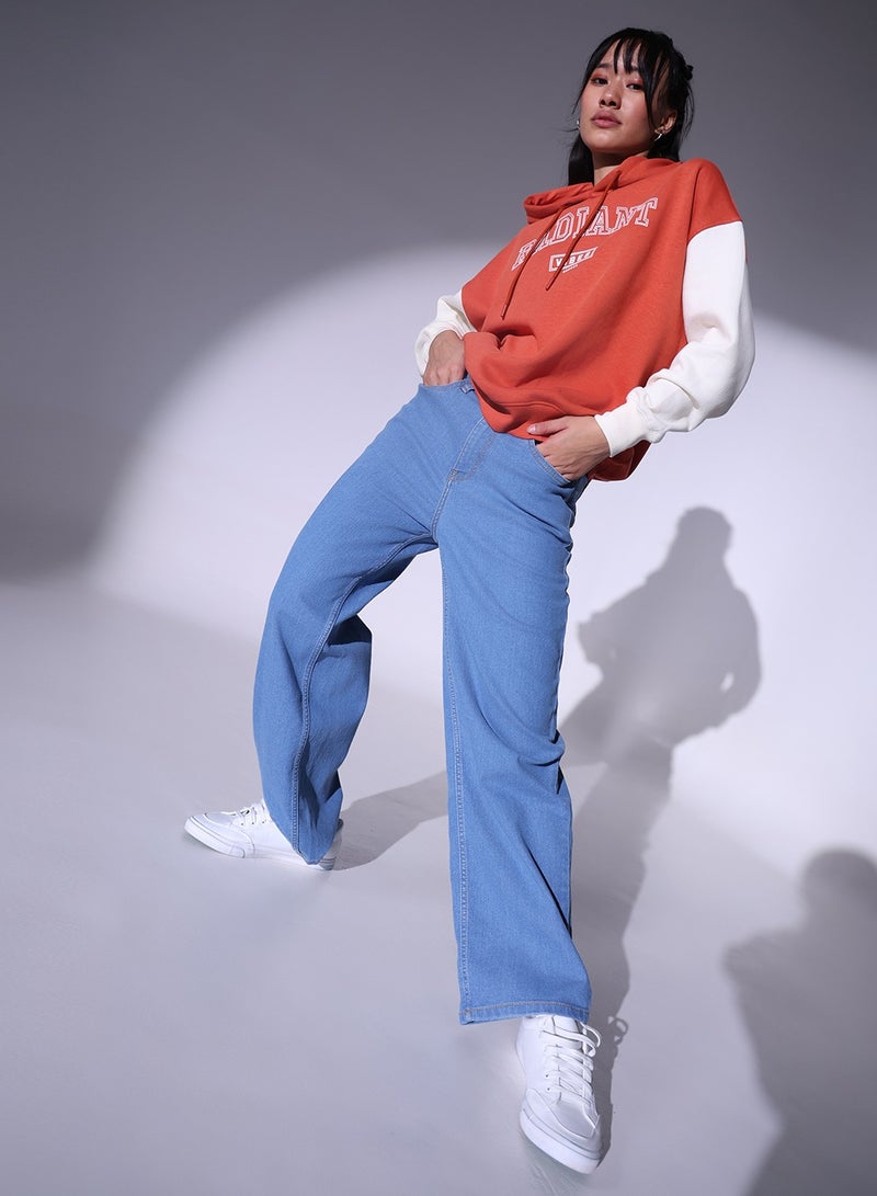 Women Relaxed Fit High-Rise Clean Look Heavy Fade Stretchable 90s Baggy Jeans