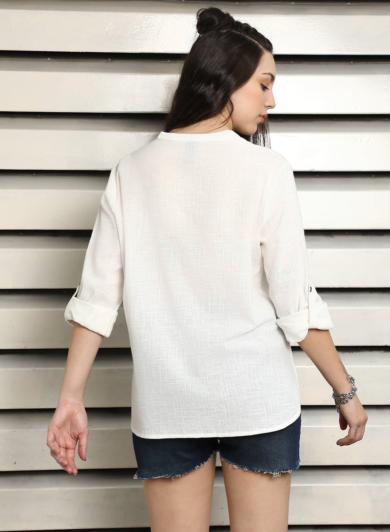 Off White Lace Detail Top for Women, Casual and Stylish