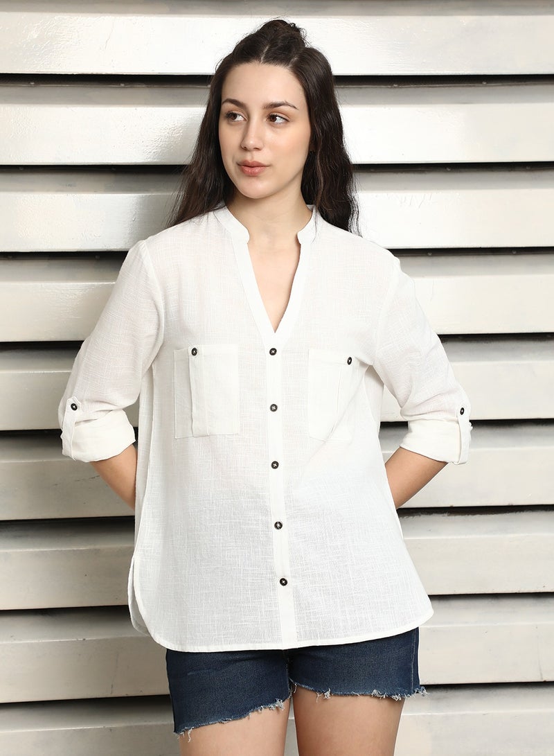 Off White Lace Detail Top for Women, Casual and Stylish