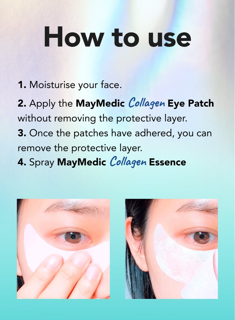 Collagen Eye Mask Patches 10 pcs - Film Mask Sheets Korean Skincare 60 ml - Puffy Eyes, Dark Circles, Eye Bags Treatment For Women