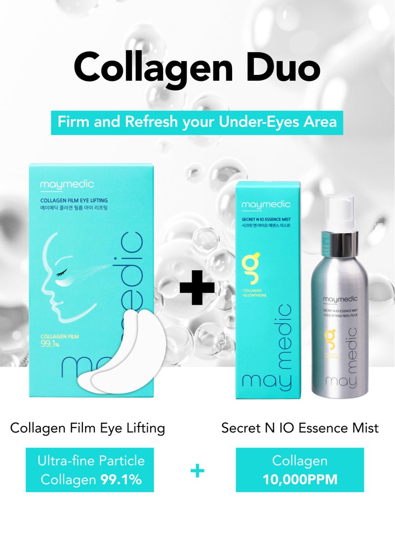 Collagen Eye Mask Patches 10 pcs - Film Mask Sheets Korean Skincare 60 ml - Puffy Eyes, Dark Circles, Eye Bags Treatment For Women