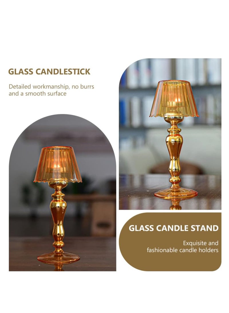 Candle Holder, Tea Light Holder Candle Stick Holders, Glass Wedding Candle Base Lamp Shaped Candle Stand, Decorative Votive Stand Clear Tall Crystal Candle Holder, 1 Pcs