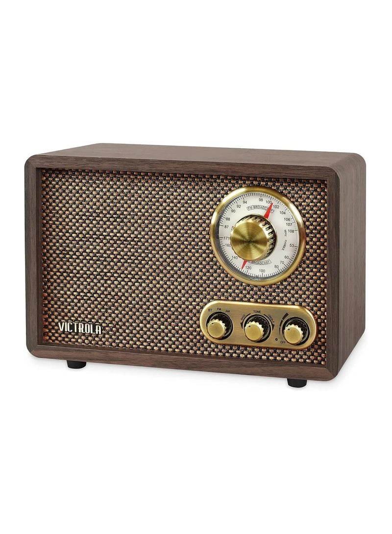 Victrola Retro Wood Bluetooth FM/AM Radio with Rotary Dial, Espresso