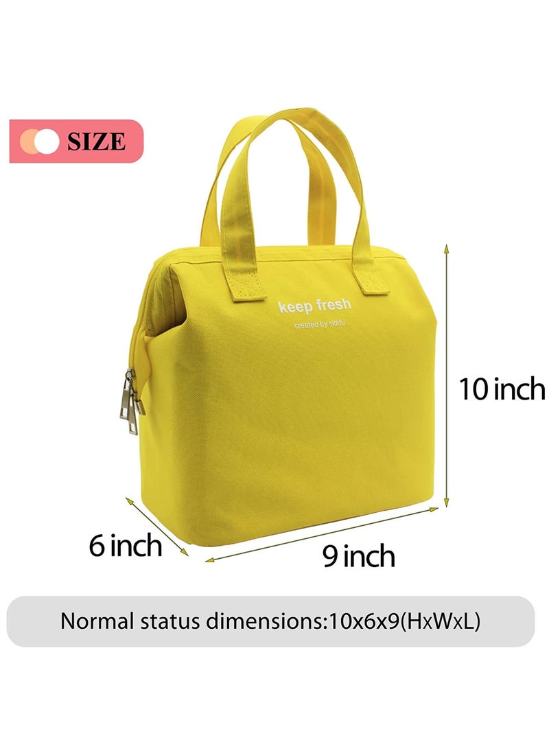 Lunch Bag Bento Bag, Thickened Thermal Insulation Refrigerated Bento Tote Bag, Lunch Box Carrying Bag for Students Ladies Men Picnic Work Outdoor Yellow