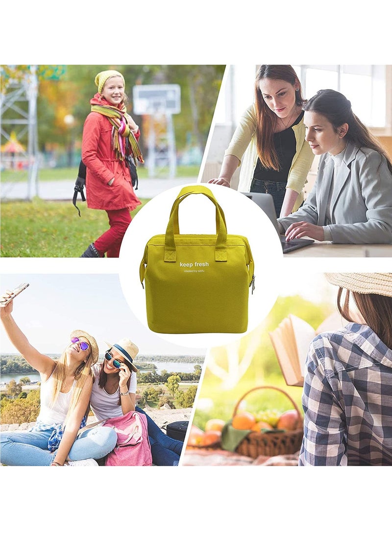 Lunch Bag Bento Bag, Thickened Thermal Insulation Refrigerated Bento Tote Bag, Lunch Box Carrying Bag for Students Ladies Men Picnic Work Outdoor Yellow