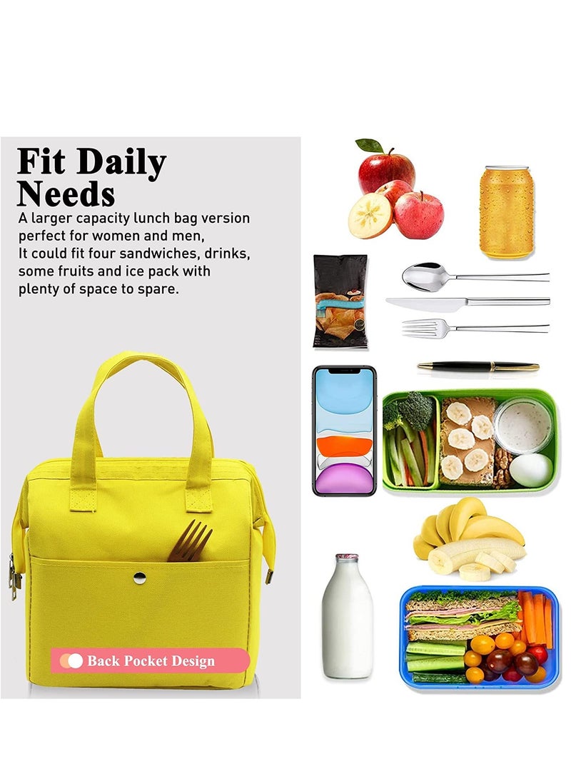 Lunch Bag Bento Bag, Thickened Thermal Insulation Refrigerated Bento Tote Bag, Lunch Box Carrying Bag for Students Ladies Men Picnic Work Outdoor Yellow