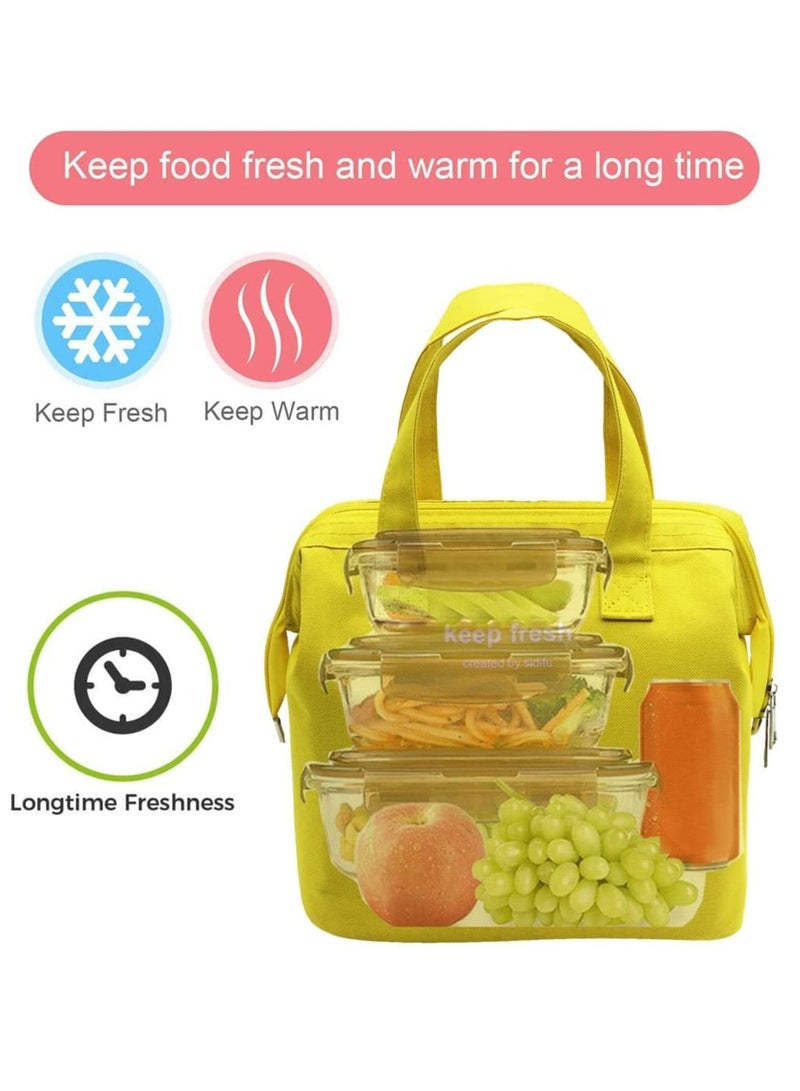 Lunch Bag Bento Bag, Thickened Thermal Insulation Refrigerated Bento Tote Bag, Lunch Box Carrying Bag for Students Ladies Men Picnic Work Outdoor Yellow